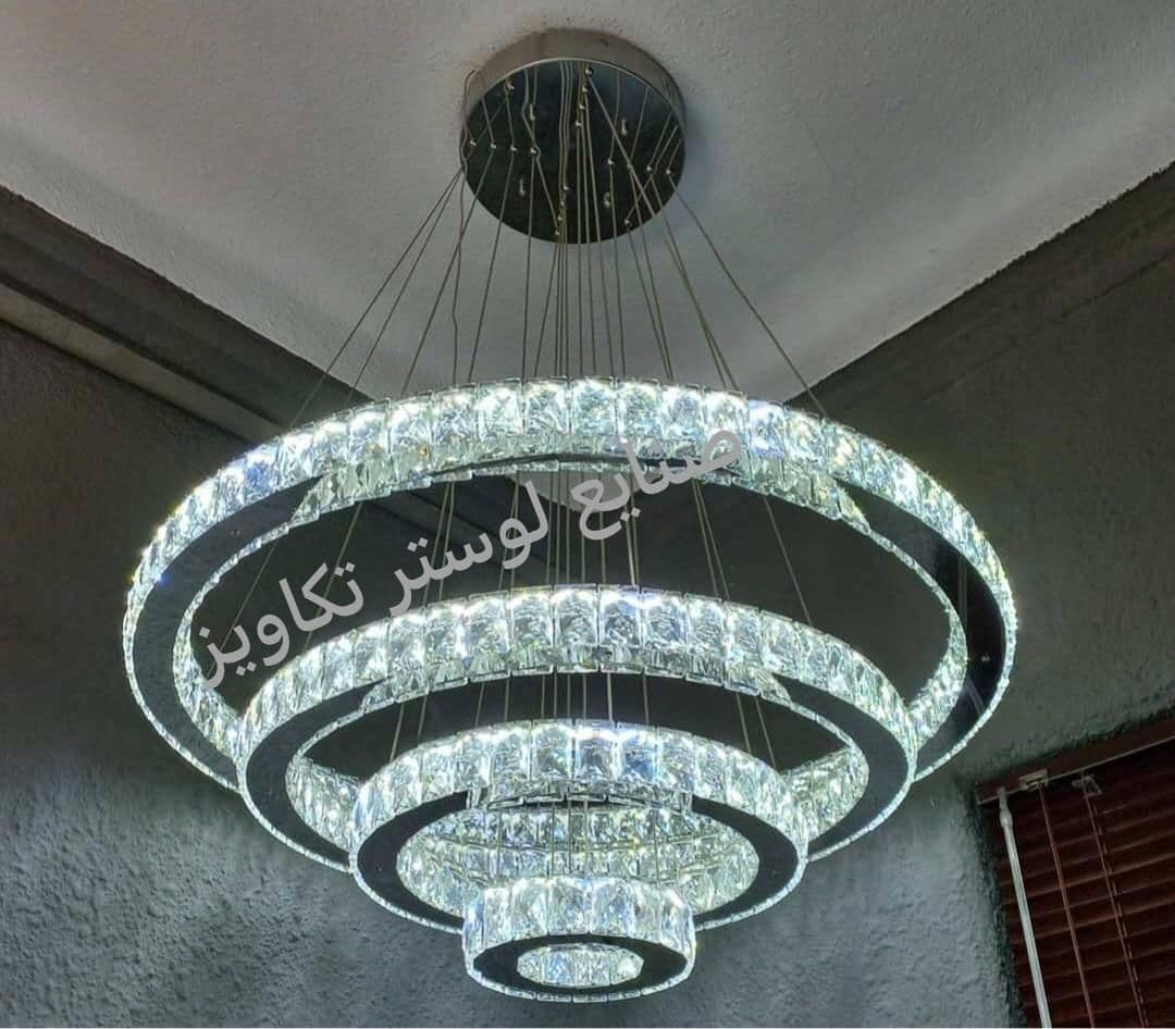 لوستر مدرن آویز بلند 4 حلقه سایز 20+40+60+80 سانتیمتر(2 سال ضمانت) — تصویر ۴