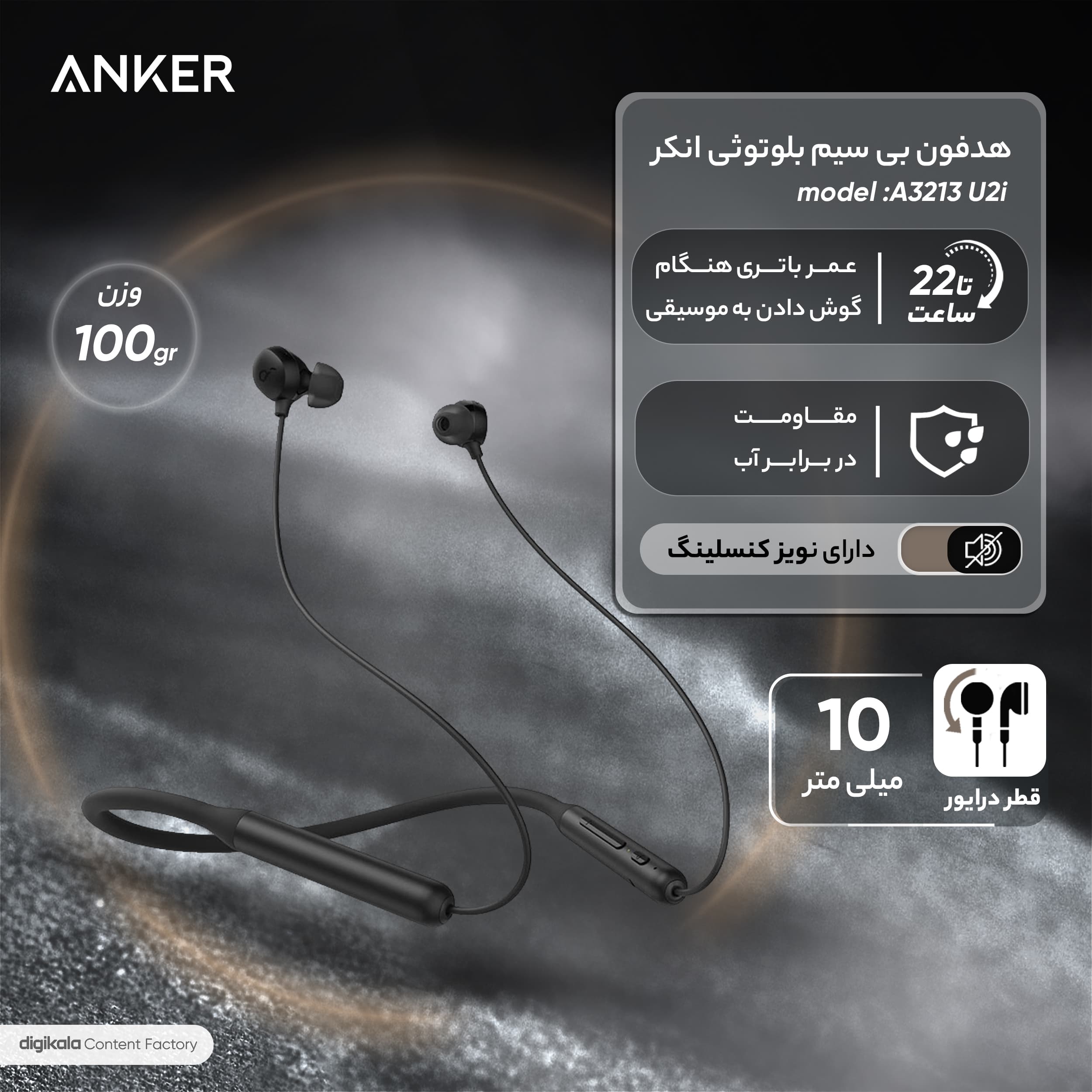 هدفون بلوتوث U2i انکر — تصویر ۳