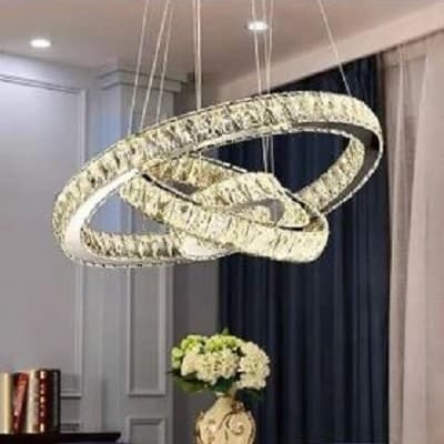 لوستر مدرن آویز دایره ۳ حلقه تراکم نور 240(2 لاین) ، سایز 15+30+50 سانتیمتر (2 سال ضمانت)