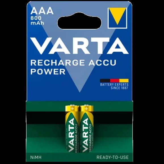 باتری نیم قلمی قابل شارژ وارتا 800 mAh بسته 2 عددی