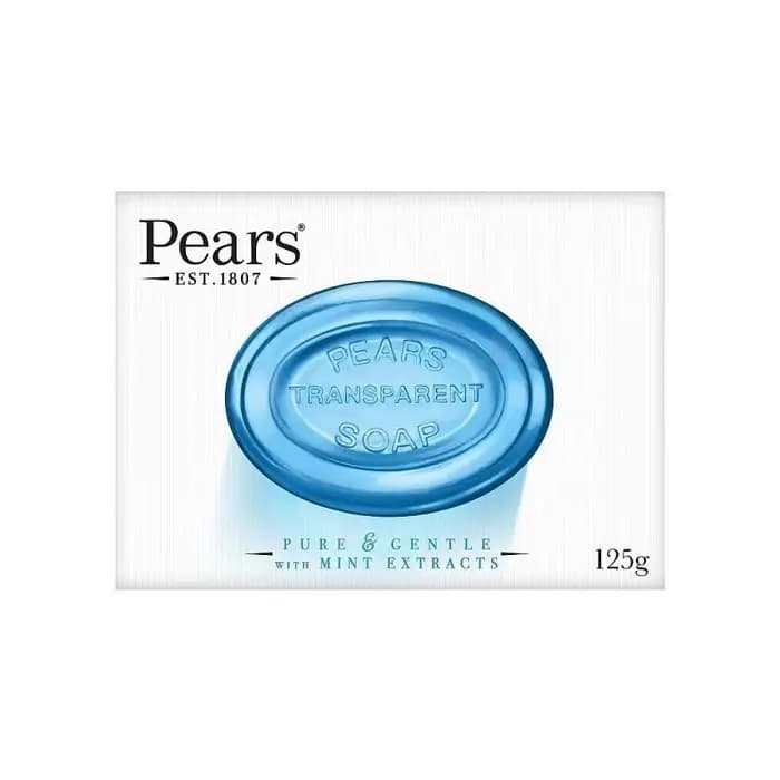 صابون پیرز Pears آبی مدل گلیسیرینه شفاف راحیه نعنا اصل 125 گرم