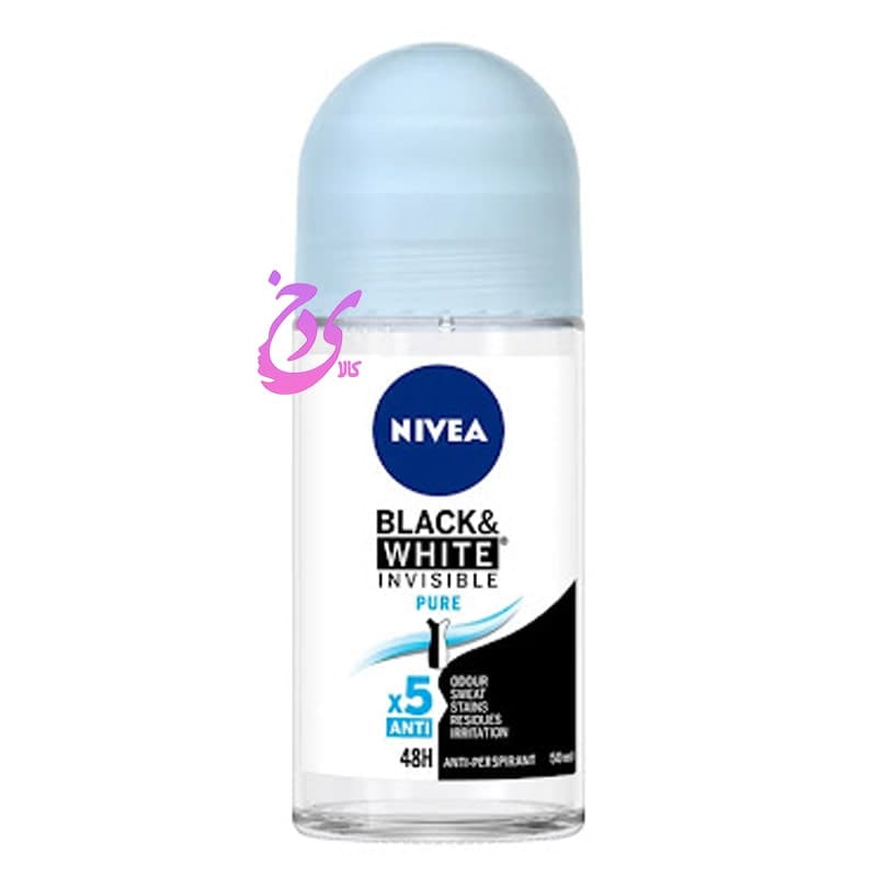 مام رول زنانه نیوآ مدل Nivea Black & White Invisible Pure حجم 50 میلی لیتر