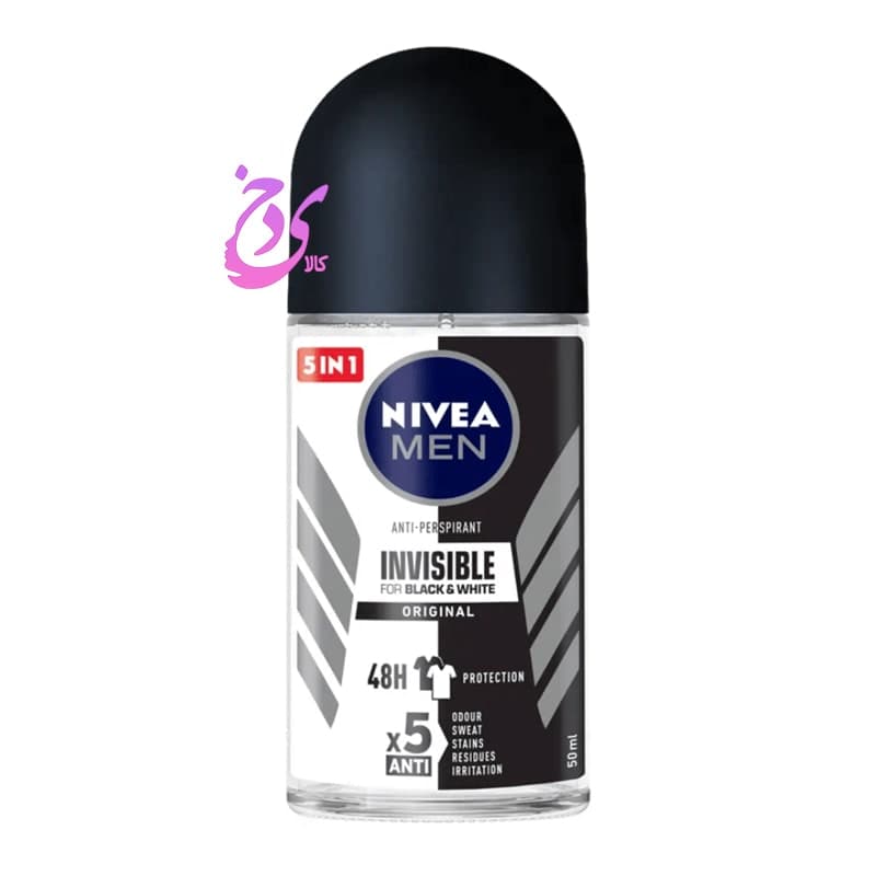 مام رول مردانه نیوآ مدل بلک اند وایت اینویزیبل Nivea Men Black & White invisible حجم 50 میلی لیتر