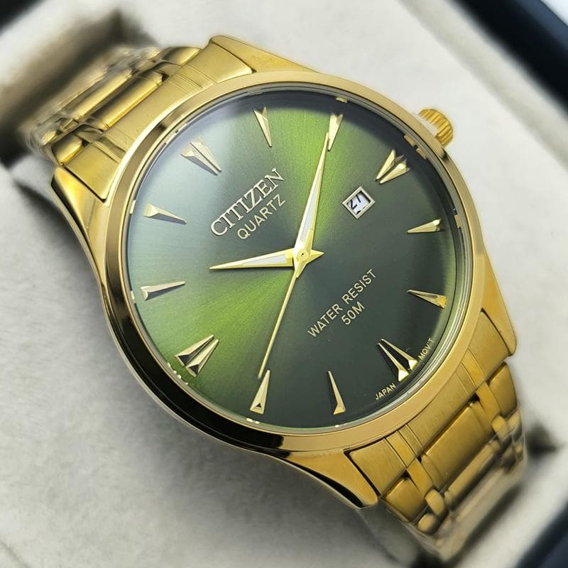 ساعت مردانه سیتیزن تاریخ دار – طلایی صفحه سبز – 230801 — تصویر ۳