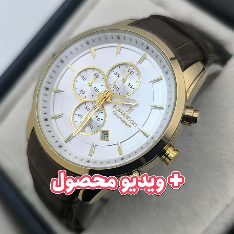 ساعت مردانه رومانسون کرنوگراف بند چرم – تاریخ دار – سه موتور فعال – 211701