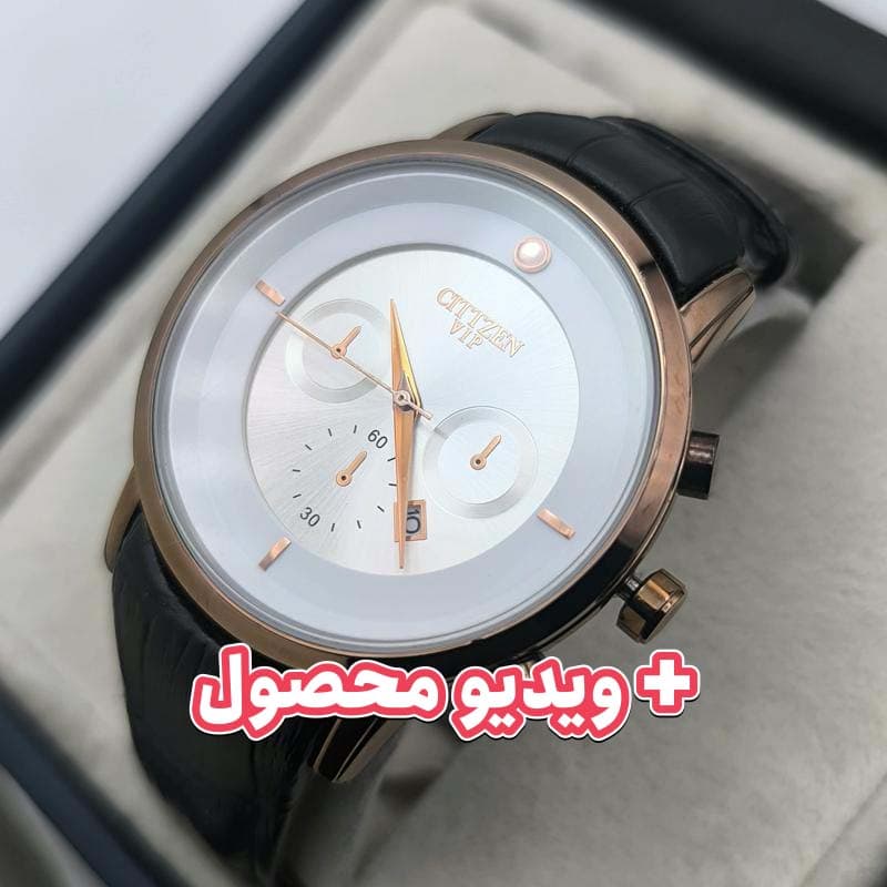 ساعت مردانه سیتیزن بند چرم تاریخ دار موتور ژاپن – رنگ ثابت – طرح سه موتور – 203001