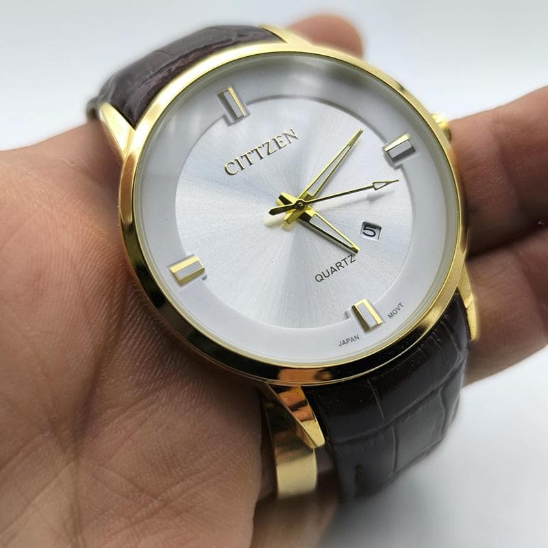 ساعت مردانه سیتیزن بند چرم تاریخ دار موتور ژاپن – رنگ ثابت – 202601 — تصویر ۶