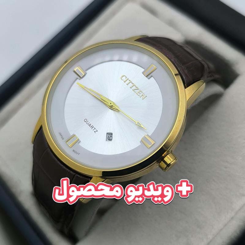 ساعت مردانه سیتیزن بند چرم تاریخ دار موتور ژاپن – رنگ ثابت – 202601