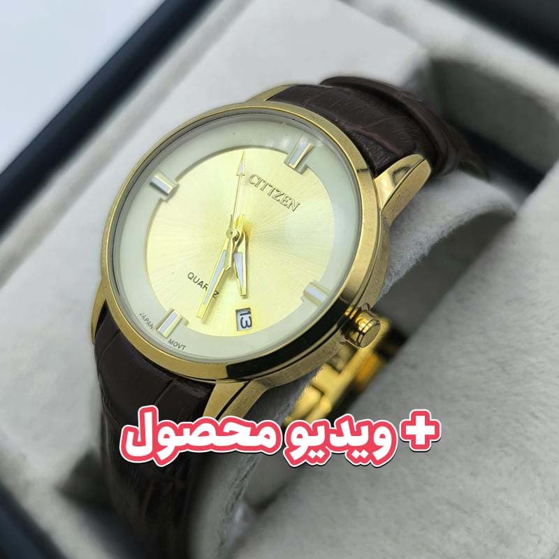 ساعت زنانه سیتیزن بند چرم تاریخ دار موتور ژاپن – رنگ ثابت – 202501