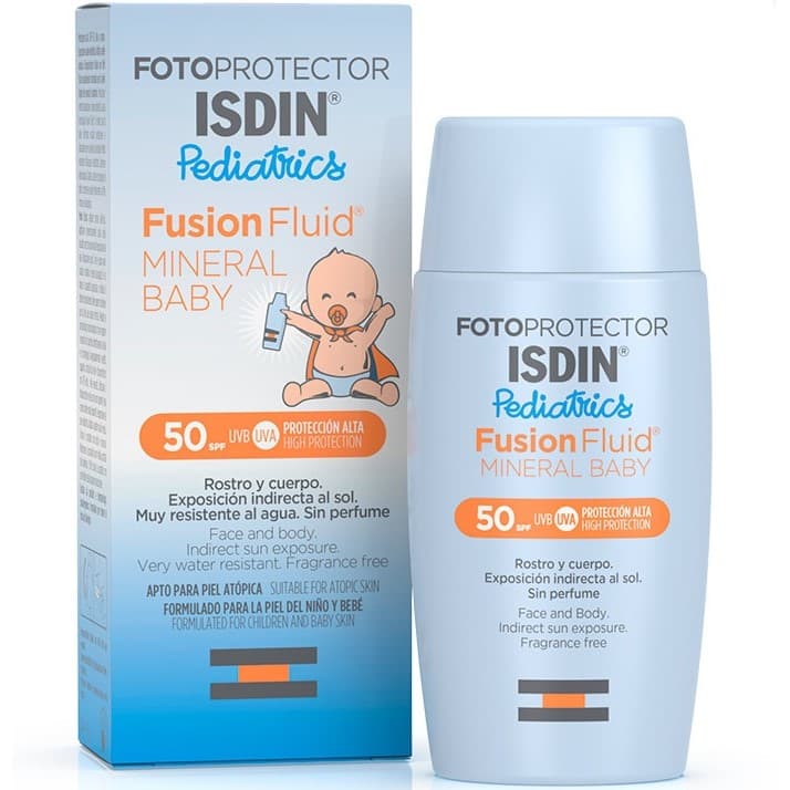 فلویید ضدآفتاب مینرال صورت و بدن کودک ایزدین Isdin Pediatrics Fluid SPF50 حجم 50 میل