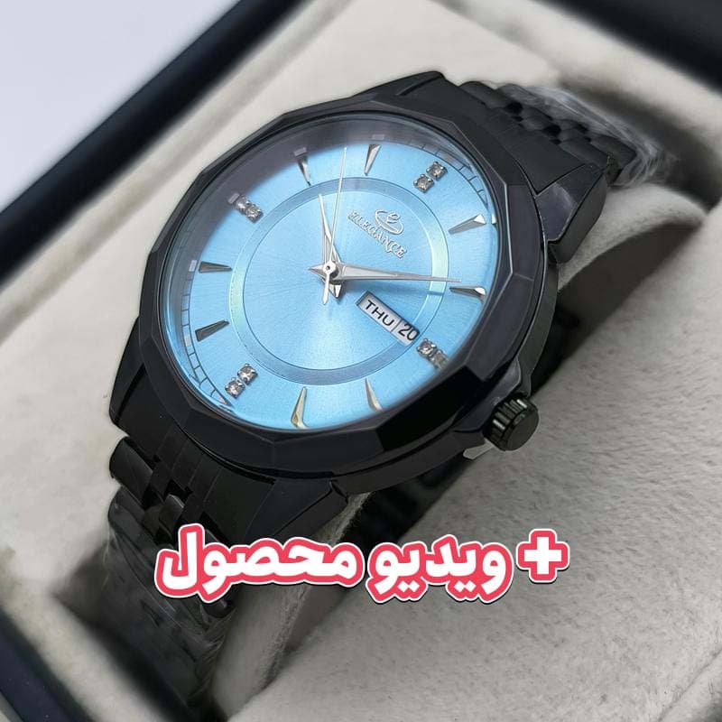ساعت مردانه الگانس تاریخ دار – مشکی صفحه آبی – 225201