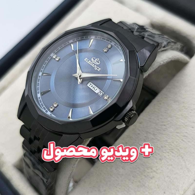 ساعت مردانه الگانس تاریخ دار – مشکی صفحه سرمه ای – 224201