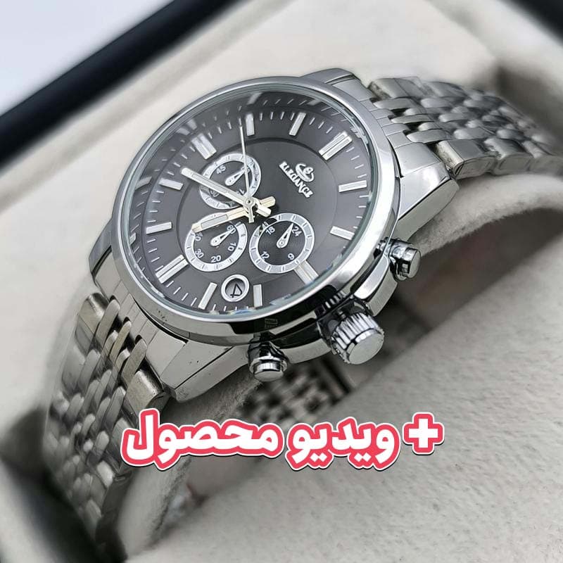 ساعت زنانه الگانس تاریخ دار -طرح سه موتور صفحه مشکی – 222501