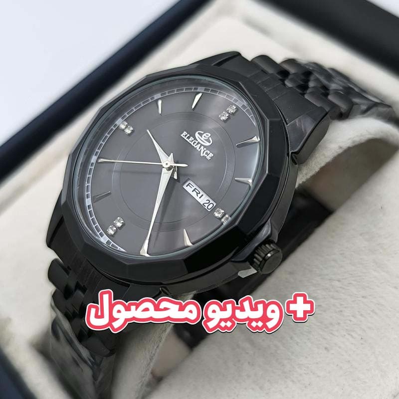 ساعت مردانه الگانس تاریخ دار – تمام مشکی صفحه مشکی – 222001