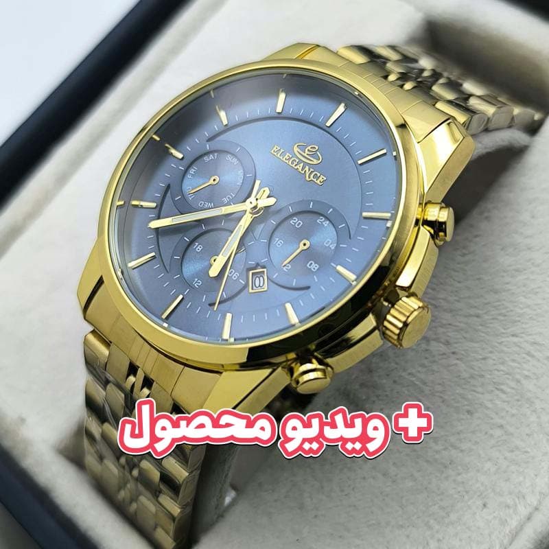 ساعت مردانه الگانس تاریخ دار – طرح سه موتور صفحه سرمه ای – 221601