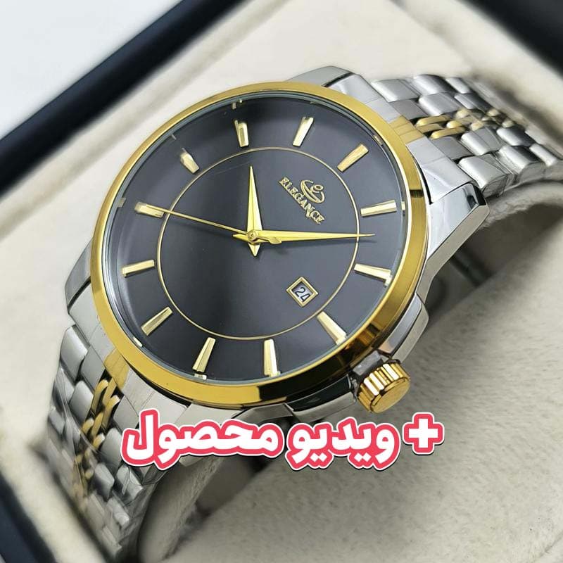 ساعت مردانه الگانس تاریخ دار – دورنگ صفحه مشکی – 221401