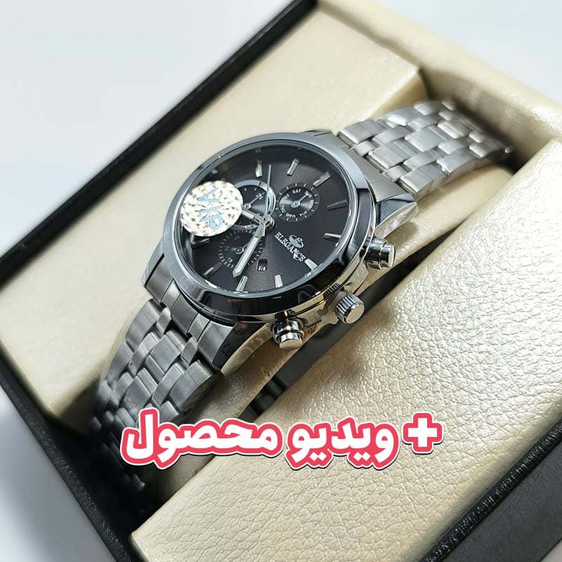 ساعت زنانه الگانس تاریخ دار – رنگ ثابت – طرح سه موتور – 105803