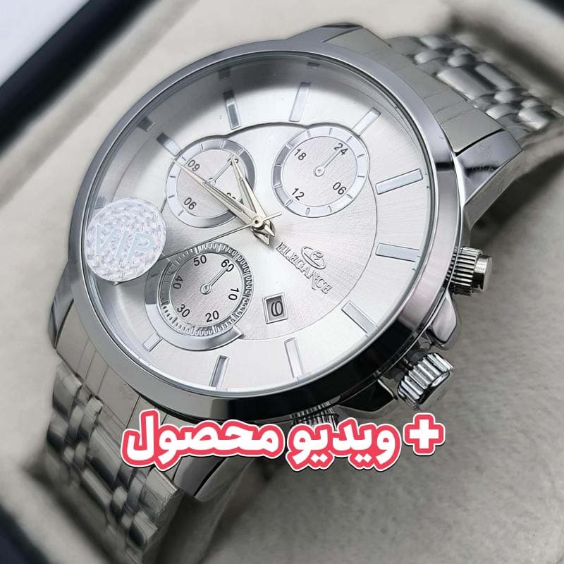 ساعت مردانه الگانس تاریخ دار – طرح سه موتور صفحه نقره ای – 220601