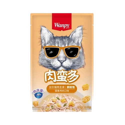 پوچ گربه ونپی مرغ و تخم مرغ Wanpy وزن 80 گرم — تصویر ۲