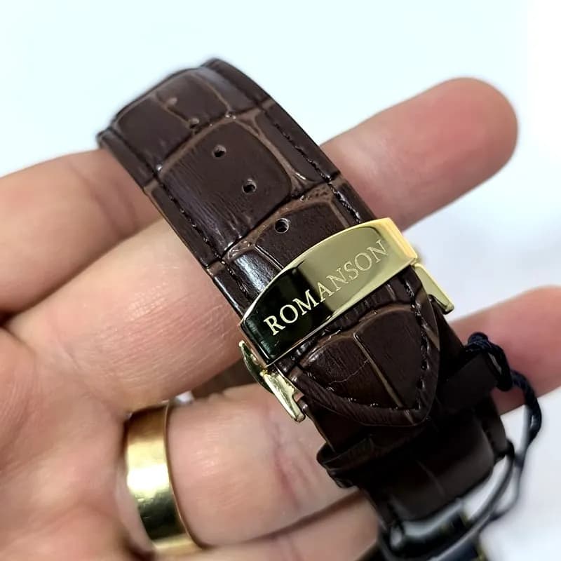 ساعت مردانه رومانسون کرنوگراف بند چرم – تاریخ دار – سه موتور فعال – 128301 — تصویر ۵