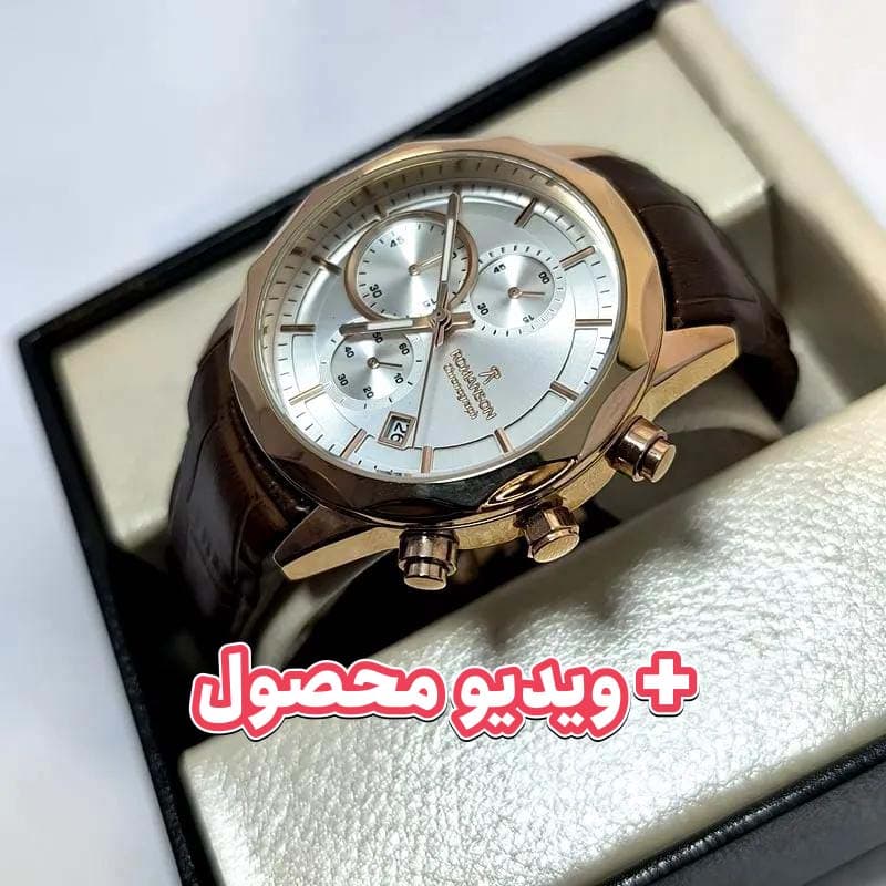 ساعت مردانه رومانسون کرنوگراف بند چرم – تاریخ دار – سه موتور فعال – 130301 — تصویر ۲