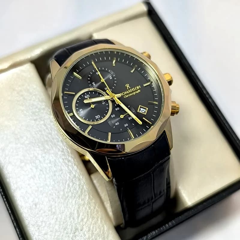 ساعت مردانه رومانسون کرنوگراف بند چرم – تاریخ دار – سه موتور فعال – 129502 — تصویر ۳