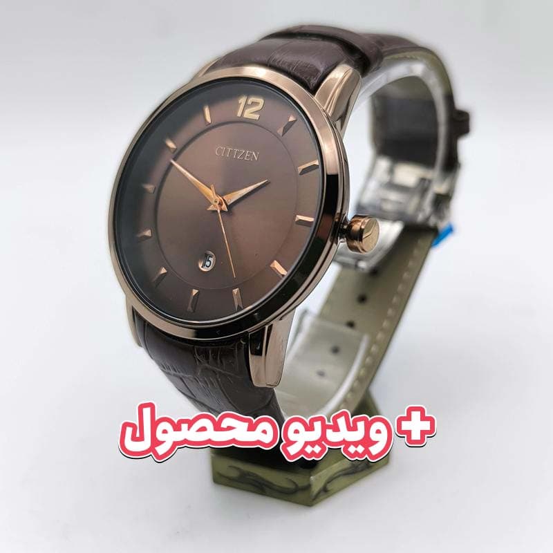 ساعت مردانه سیتیزن بند چرم تاریخ دار موتور ژاپن – رنگ ثابت – 201401