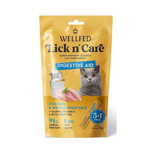 بستنی گربه ولفد مرغ و شیر سلامت سیستم گوارش Wellfed تعداد 1 عدد