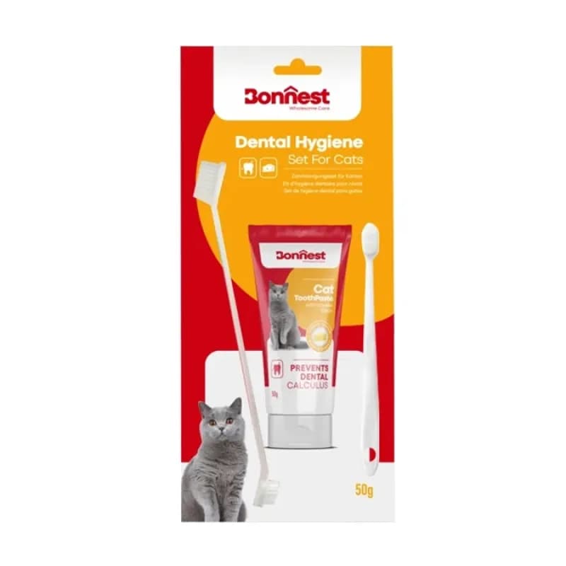 ست خمیر دندان و مسواک گربه بونست پنیر Bonnest وزن 50 گرم — تصویر ۳