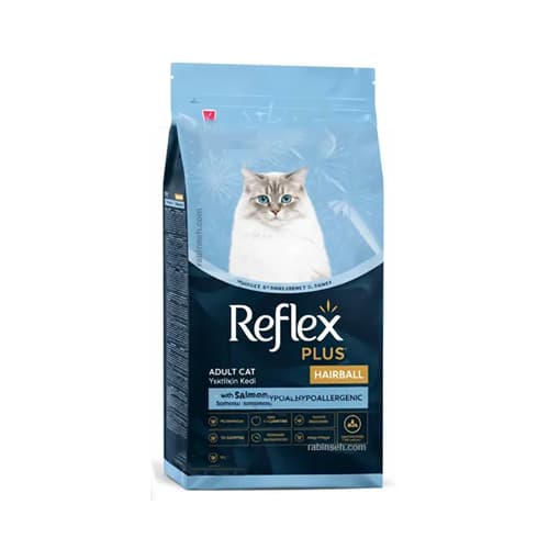 غذای خشک گربه بالغ رفلکس پلاس هیربال ماهی سالمون Reflex وزن 1 کیلوگرم (فله) — تصویر ۲