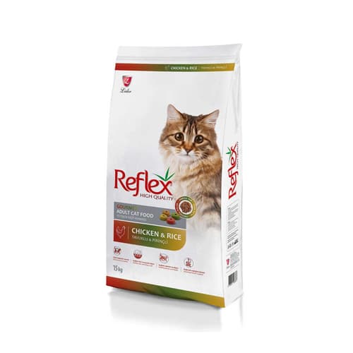 غذای خشک گربه بالغ رفلکس مولتی کالر مرغ Reflex وزن 15 کیلوگرم