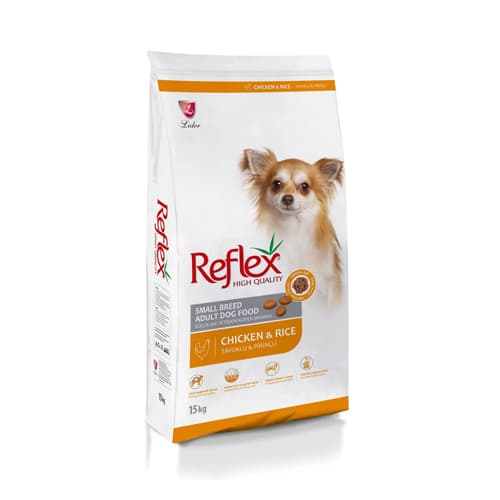 غذای خشک سگ بالغ نژاد کوچک رفلکس مرغ و برنج Reflex وزن 1 کیلوگرم (فله)