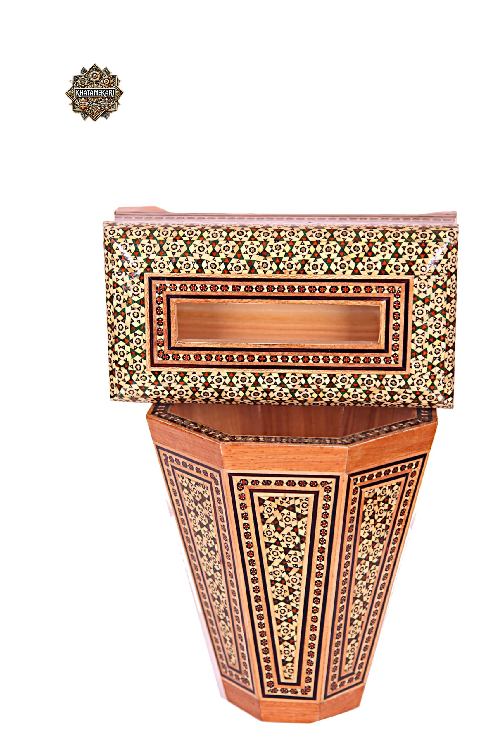 سطل و کیلینکس جاقاشق چنگالی خاتم چوبی