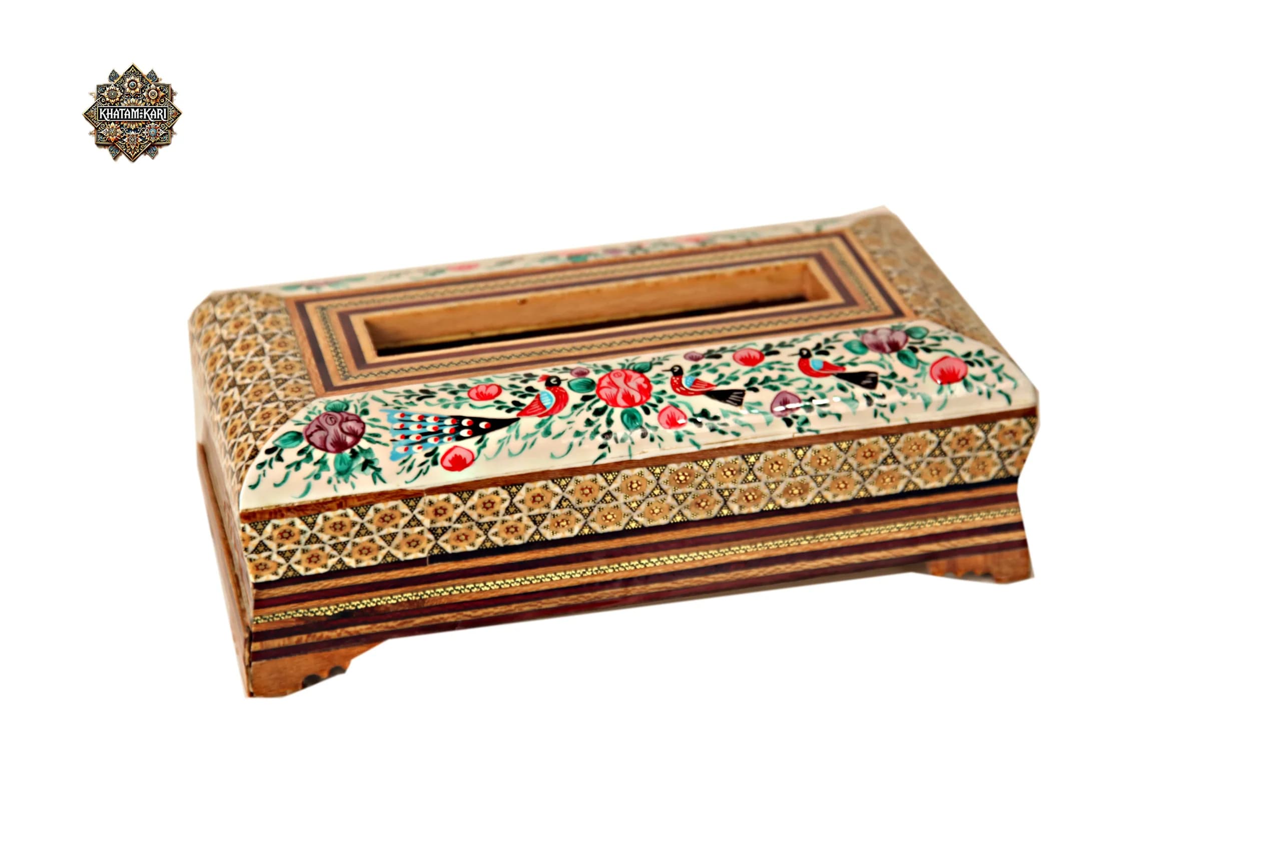 جادستمال کاغذی خاتم با نقاشی مینیاتوری گلمرغی