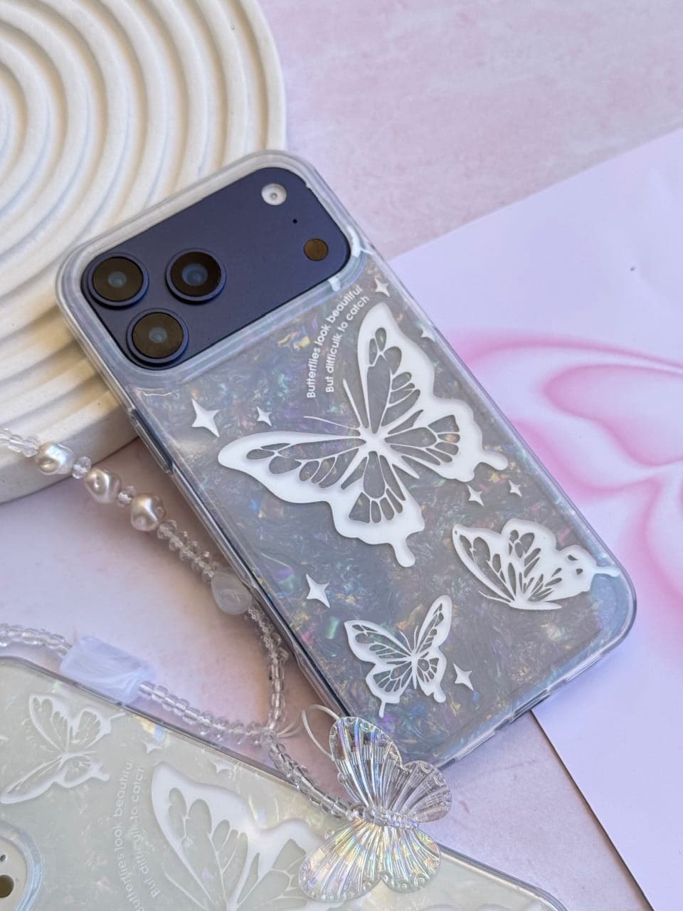 قاب گوشی Ice Butterfly با آویز برای آیفون
