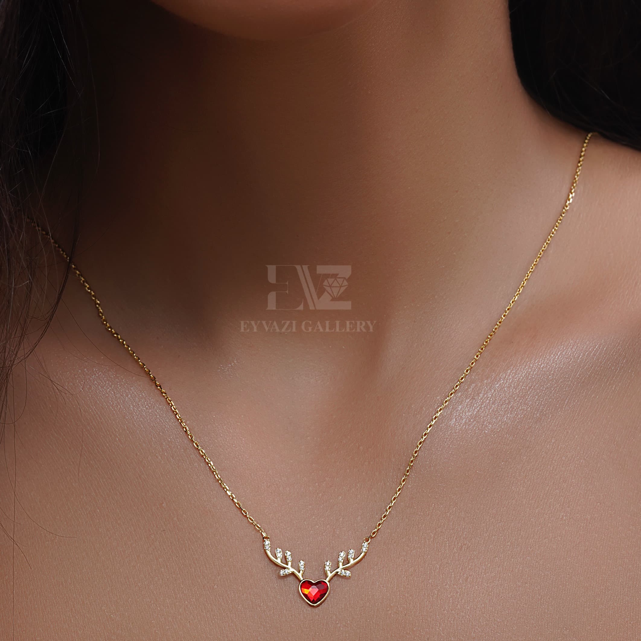 گردنبند نقره طرح شاخ گوزن طلایی