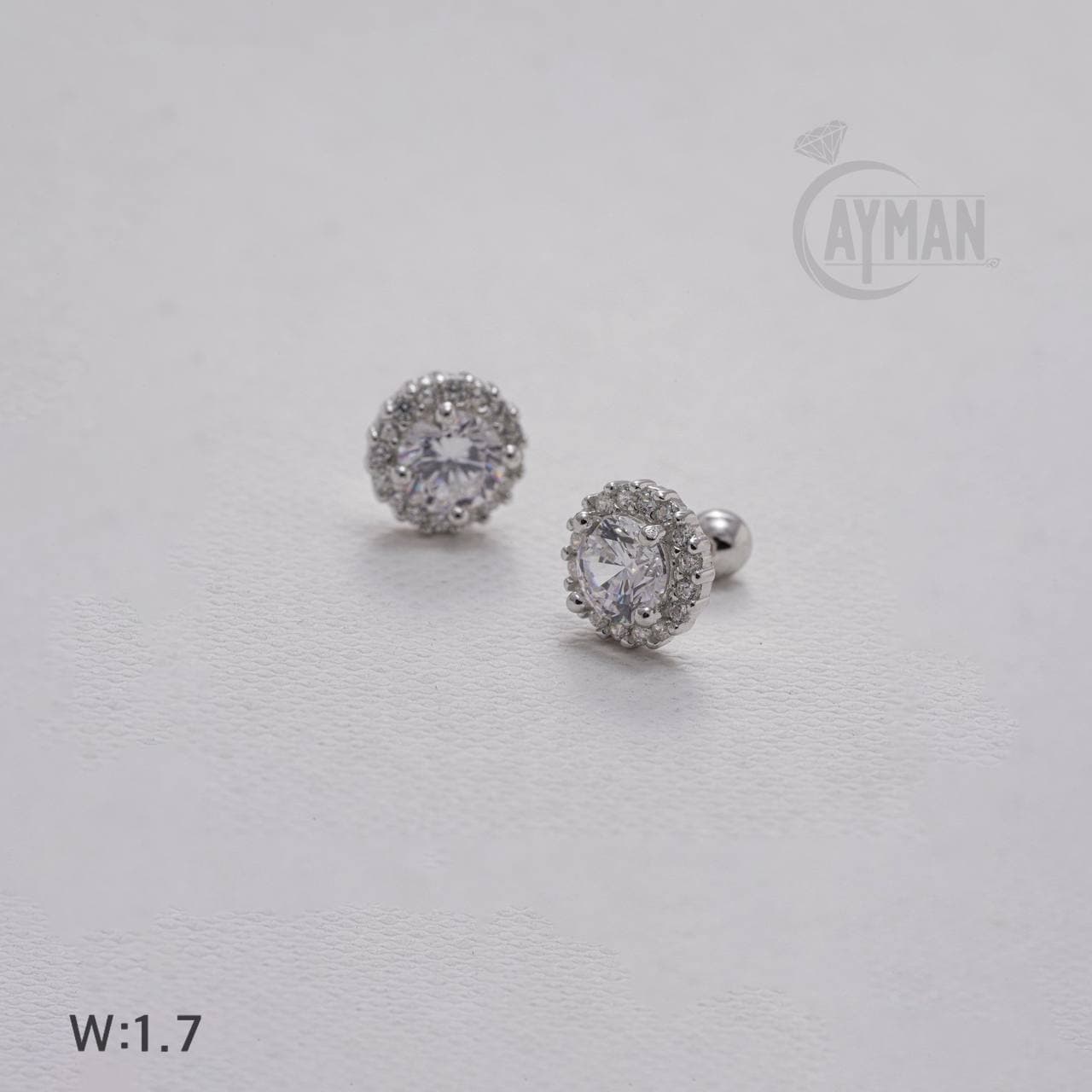پیرسینگ گوش نقره جواهری مدل دایره نگین دار تک سنگ