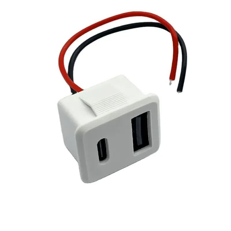 کانکتور مادگی پنلی دو پورت USB-A و TYPE-C سیم دار — تصویر ۶