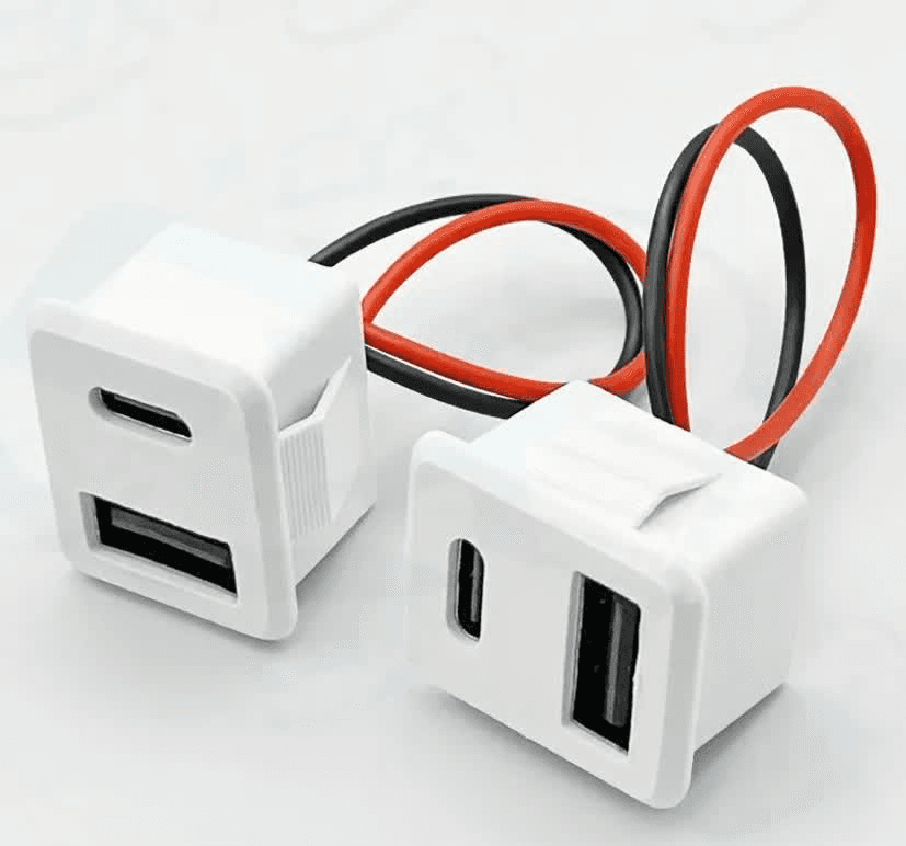 کانکتور مادگی پنلی دو پورت USB-A و TYPE-C سیم دار — تصویر ۸