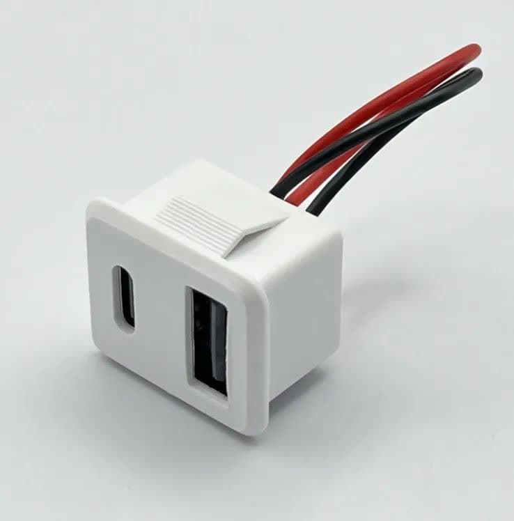 کانکتور مادگی پنلی دو پورت USB-A و TYPE-C سیم دار — تصویر ۵