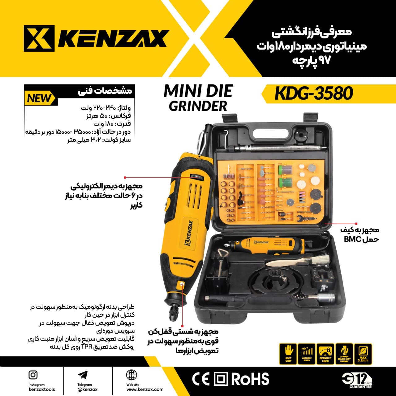 فرز مینیاتوری 180وات 97 پارچه kdg-3580