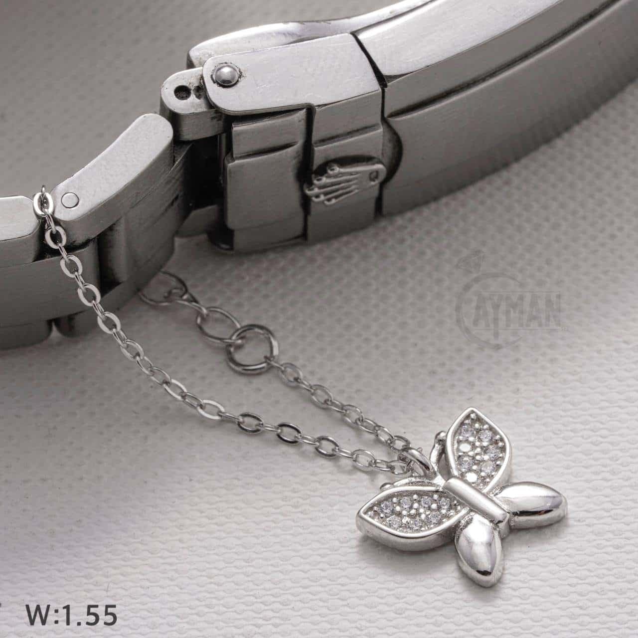 آویز ساعت نقره زنانه طرح پروانه ای نگین دار طرح BA