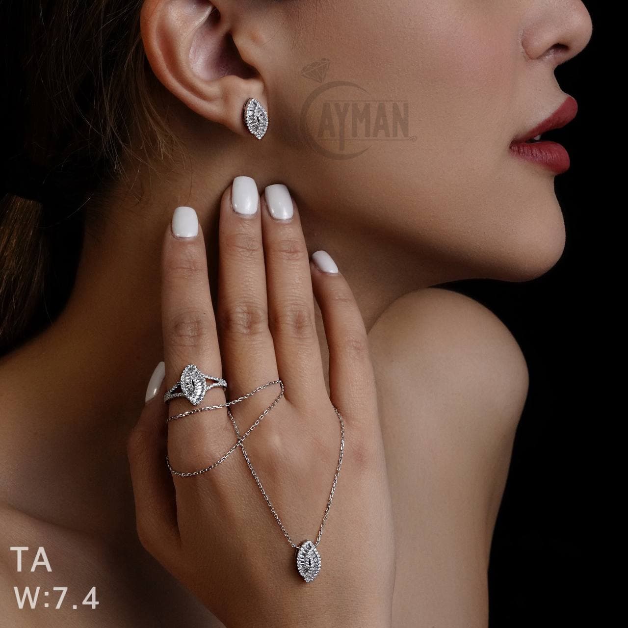 نیم ست نقره زنانه طرح برگ کد TA