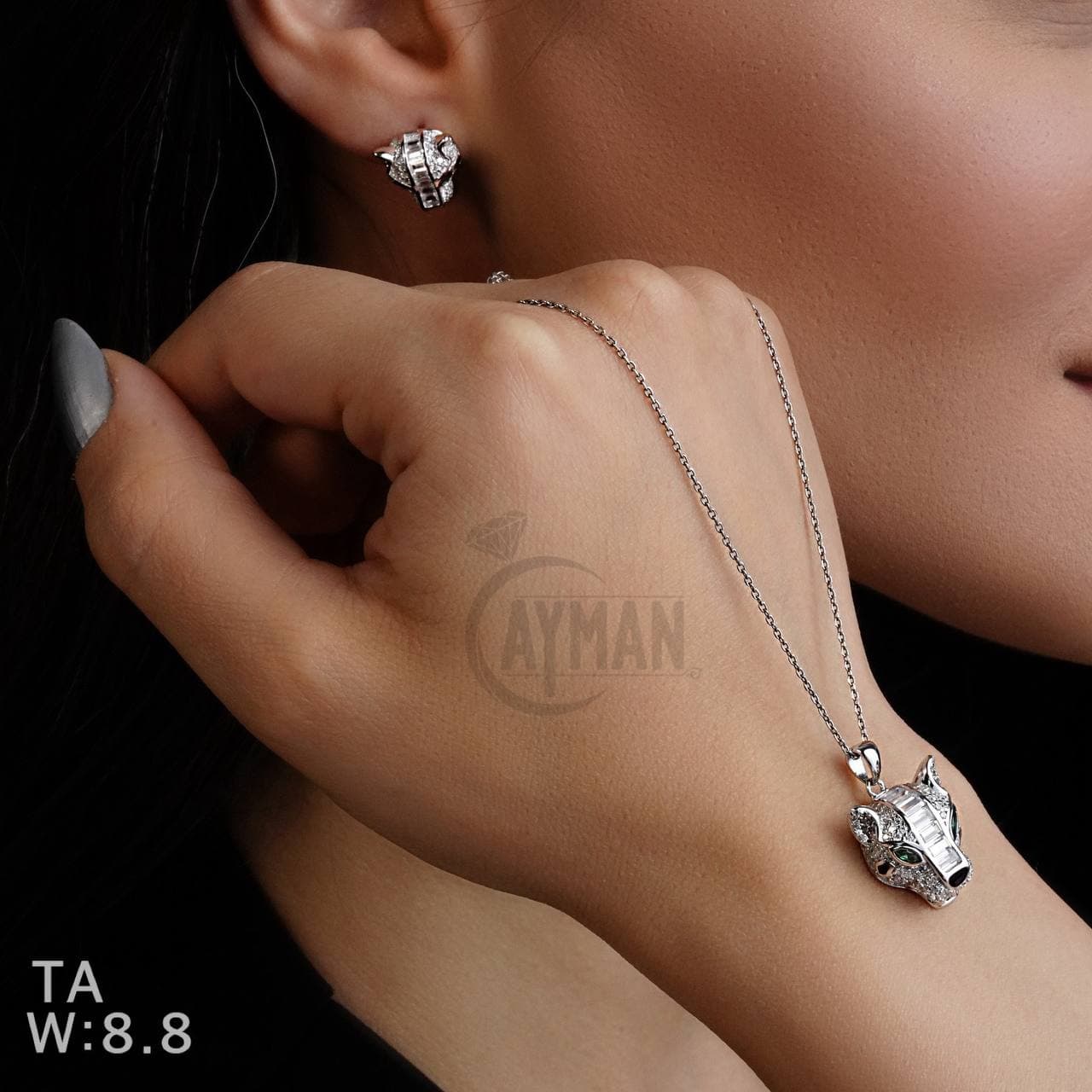 نیم ست نقره زنانه طرح ببر کد TA