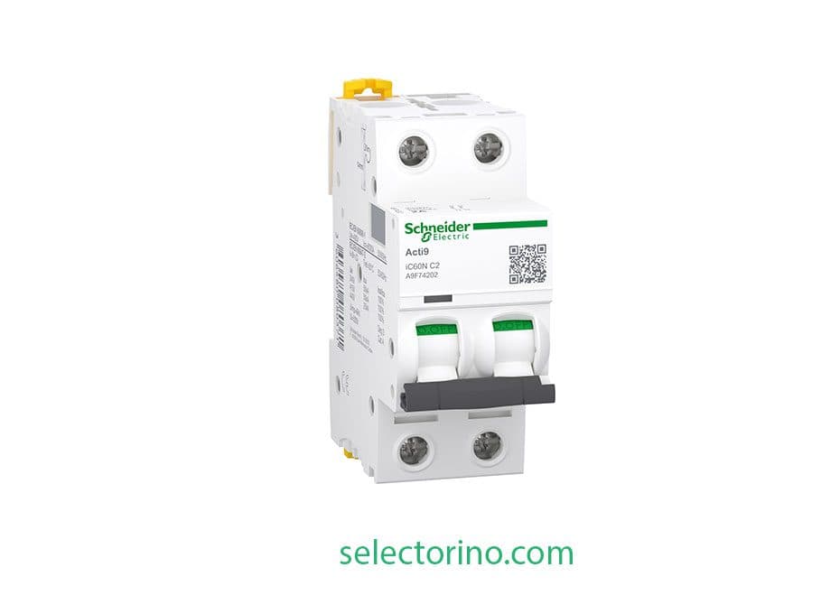 مینیاتوری دو پل 2 آمپر مینیاتوری 2P-2 مدل A9F74202 اشنایدر Schneider Electric