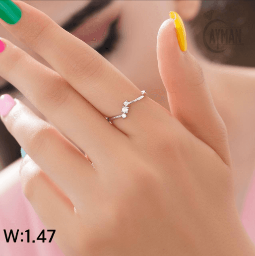 انگشتر نقره سه نگین کد AA50898