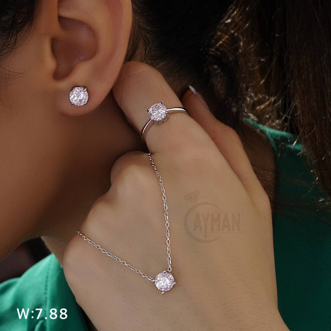 نیمست جواهری نقره طرح تک نگین کد TA68916