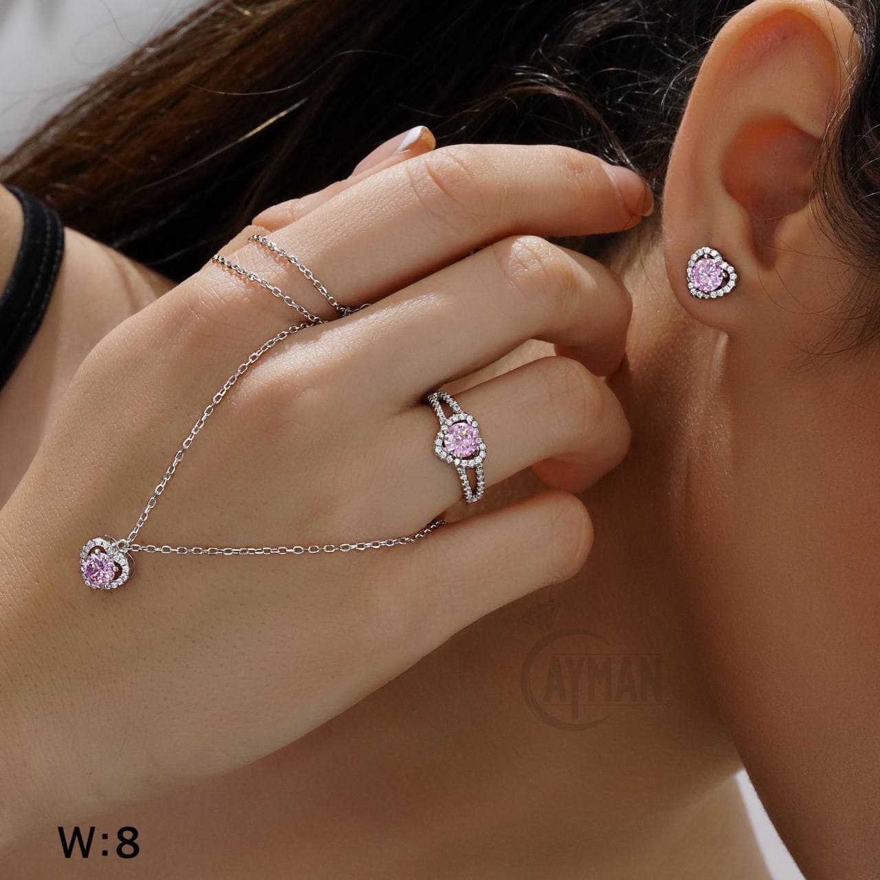 نیمست جواهری نقره طرح قلب کد TA68996