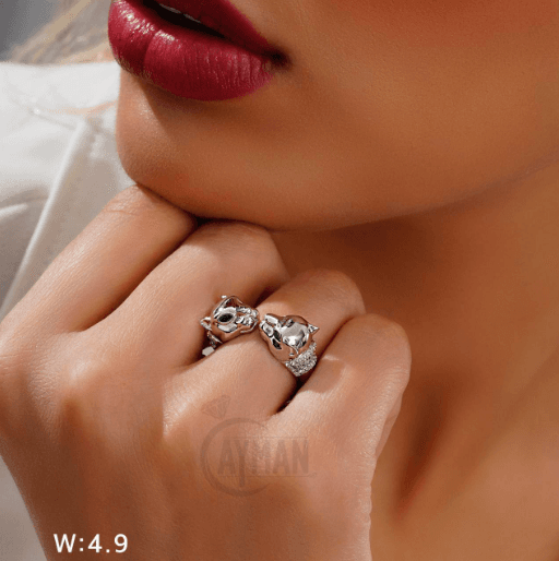 انگشتر طرح دو ببر کد BA70698