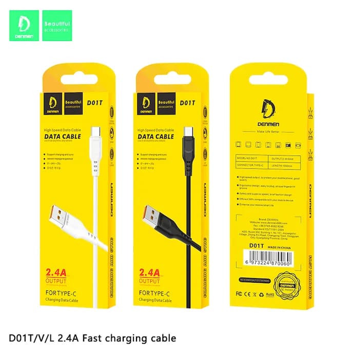 کابل شارژ دنمن DENMEN مدلD01T(تایپ سی Type C-2.4A)